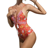 Strapped Patchwork One-Piece Bikini Swimwear